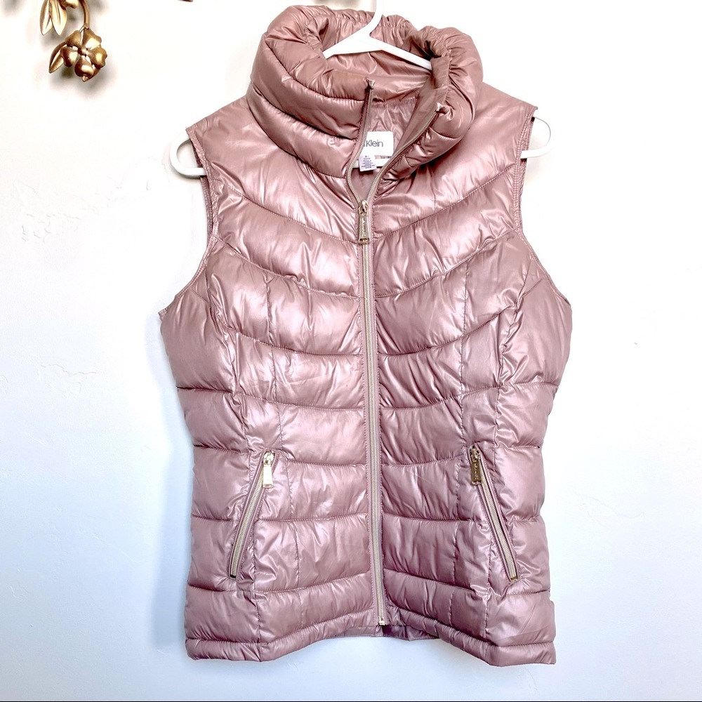 Calvin Klein Pink Metallic Puffer Vest